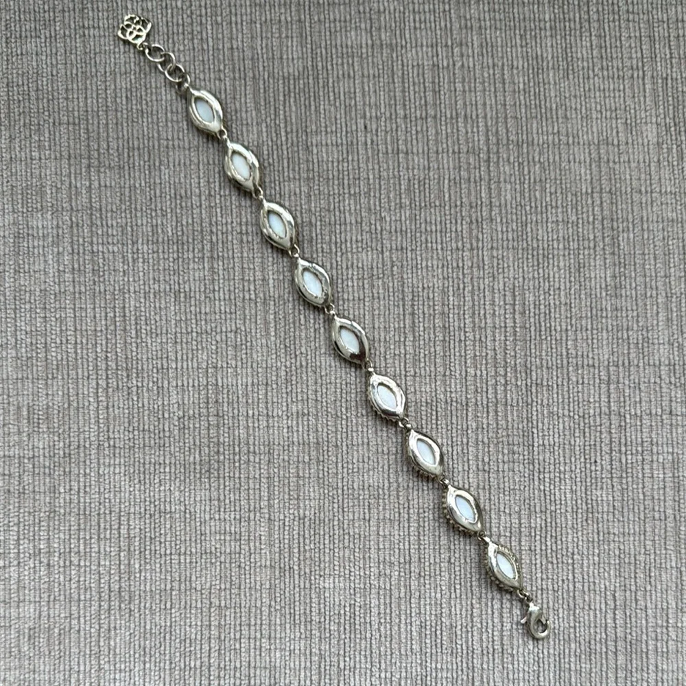 Kendra Scott White Marquise Stone Beaded Gold Bracelet